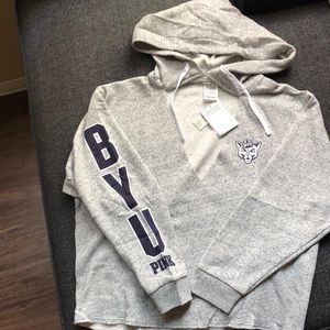 BYU Brigham Young University PINK grey hoodie NEW